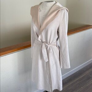 Zara faux suede hooded Light Beige duster cardigan coat